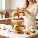 3-Tier Rotating Bamboo Tea Bag Organizer Carousel, Holds 108 Tea Bags