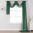 DONREN Dark Hunter Green Sheer Window Valance - Christmas Decor Luxury Soft Semi-Sheer Scarf for Window Wedding Arch Curtains (1 Panel, 52 x 216 Inch Length)