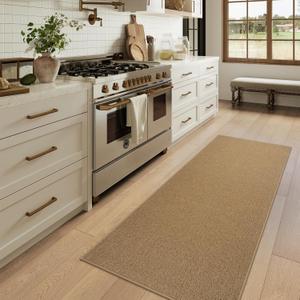 LEEVAN Non Slip Kitchen Runner, Washable Mat, Anti Fatigue Rug for Kitchen Floor and Hallways (Beige, 31''x71'') (2'7" x 5'11" (Rectangular))