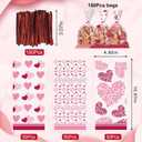 Hying 150 PCS Happy Valentine's Day Cellophane Bags with Twist Ties for Gifts, Red Pink Candy Bag Heart Cello Treat Bages Valentines Treat Bags for Cookie Candy Goodies Wrapping Supplies