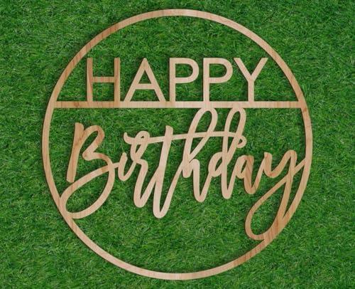 Wooden Happy Birthday Sign for Backdrop, Circle Vintage Rustic Happy Birthday Letter Sign for Balloon Arch Backdrop Baby Shower Decorations