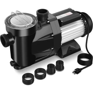 2HP In/Above Ground Pool Pump, 120V 8950GPH Pool Pump Single Speed, Powerful Self Primming Swimming Pool Pumps with Filter Basket