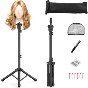 Relx Wig Head Stand - Adjustable Mannequin Head Stand - Wig Stand Tripod for Cosmetology Hairdressing Training (Head Not Included)