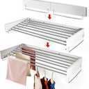 Heshecein Wall Mounted Drying Rack,Collapsible Drying Racks for Laundry,7 Stainless Steel Rods,Folding Indoor/Outdoor Drying Rack Clothing,Collapsible Laundry Drying Rack,47 Wide, 47.2 inch