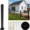 Glass Railing Mid Post 43.5",304 Stainless Steel Glass Balustrade Post with Spigot Slots for Indoors & Outdoors Railing of Deck,Balcony,Attic,Staircase (Mid Post,Black)