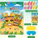 11 x Hooqict Hawaiian Luau Party Games for Kids Birthday Pin The Feather on The Tiki for Summer Tropical Hawaiian Luau Party Decorations, Large Pin The Tail Games Poster with 32 Stickers