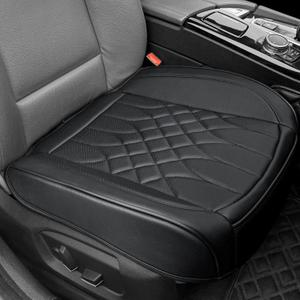 1-Pack Leather Front Car Seat Covers - Bottom Car Seat Covers Fully Wrapped, Non-Slip and Waterproof, Fits Most Vehicles Black