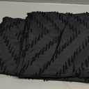 No Hook Shower Curtain and Liner Set, Black Snap in Shower Curtain Ringless Chevron Tufted Cloth Waterproof Washable Fabric Bath Curtain with See Through Top Window for Bathroom Hotel 71" x 74"