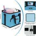 Reusable Drink Carrier with Handle Insulated, Collapsible 4-Cup Beverage Bag with No-Spill Base, Adjustable Dividers & Shoulder Strap, Portable Caddy for Delivery, Car and Travel,Blue