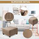 NeColorLife Square Ottoman Cover Large,Stretch Square Ottoman Covers Slipcover,Knitted Jacquard Cover for Storage Stool,Footstool Protection for Living Room,Light Coffee,Large