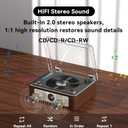Retro Wooden CD Player for Home, Bluetooth Portable CD Player with Dual HiFi Speakers, 2600mAh Rechargeable CD Player for Home with Remote Control,Support SPDIF, USB/AUX,Headphone Jack,Optical Brown
