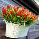 AXYLEX Artificial Flowers for Outdoors Plants - 20 Bundles Fake Lavender Plastic Faux Monkey Grass UV Resistant for Home Decorations (20, Red)