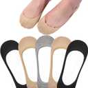 Toes Home No Show Socks Womens, Ultra Low Cut Liners Non Slip Footies for Flats Hidden Invisible Boat Summer 3 to 8 Pairs (6-9, 5 Pairs Nude+black+grey)