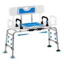 Tub Transfer Bench and Shower Chair with Non Slip Aluminum Body, FSA Eligible, Adjustable Seat Height and Cut Out Access, Holds Weight up to 500 Lbs