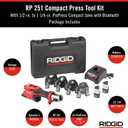 RIDGID 78148 RP 251 Compact Press Tool Battery Kit with ProPress Jaws (1/2" to 1-1/4"), In-Line Pressing Tool for Copper, Stainless Steel, PEX, and Carbon Steel