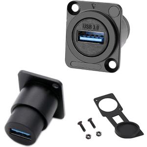 PENGLIN 2PCS USB 3.0 Waterproof Socket, D-Type USB Panel Mount Solderless Connector Female to Female Feed Thru Signal Coupler, High Speed Data Extension Interface Adapter (Black) PENGLIN 2PCS USB 3.0 Waterproof Socket, D-Type USB Panel Mount Solderless Connector Female to Female Feed Thru Signal Coupler, High Speed Data Extension Interface Adapter (Black)
