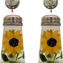 Hand Painted Salt and Pepper Shaker Set with S and P Stainless Lids (2, Sunflowers)