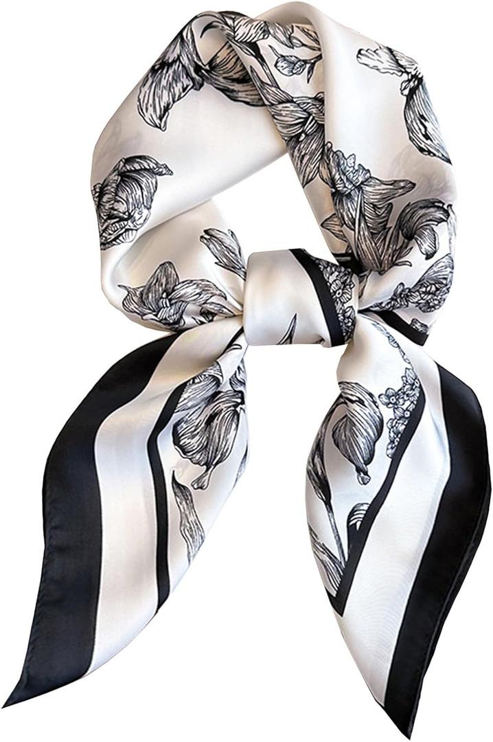 Saiusloa Neck Scarf For Womens Silky Head Scarves Hair Bandanas Square Scarf Fashion Accessories lightweight (27.5*27.5in)