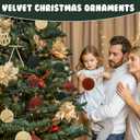 30 Pcs Christmas Tree Decorations Velvet Kit Include 3.15 Inches Assorted Christmas Velvet Balls 8 Inches Vintage Ribbon Bows Flocked Ornaments for Xmas Tree Garland Wreath Decor Holiday Party Supply