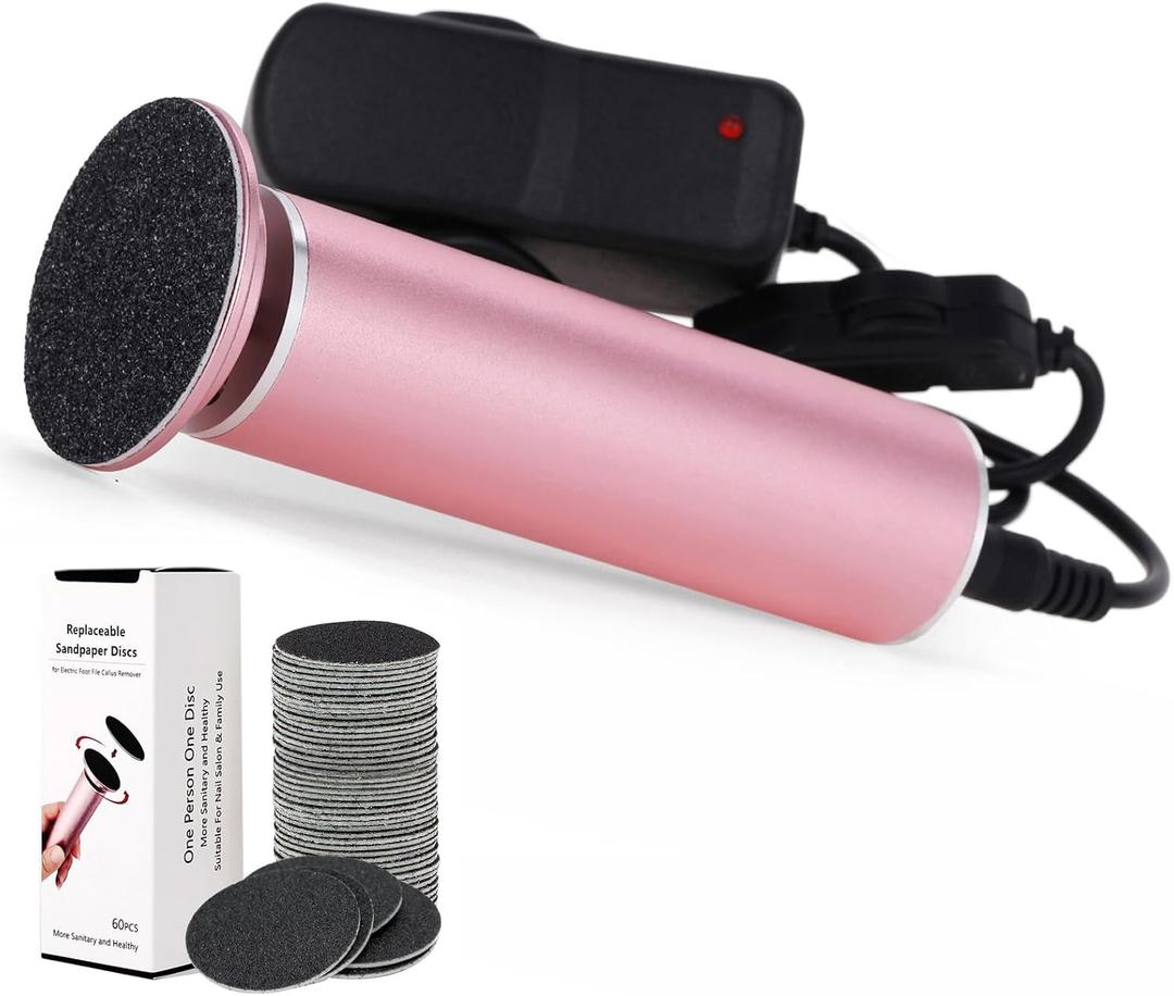 Electric Foot File Callus Remover for Feet, Adjustable Speed Foot Sander Grinder Professional Pedicure Tools for Dead Skin Heel Calluses with Replaceable Sandpaper Discs (Upgraded FCR-1 Pink)