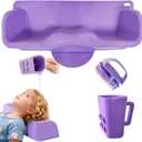 Silicone Portable Hair Washing Station for Kids,Toddlers and Elderly,Shampoo Basin/Bathtub Shampoo Buddy, Attached Shampoo Brush and Bath Rinse Cup,Neck Support Shampoo Bowl for Sink at Home (Purple)