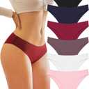 Knowyou Womens Underwear Cotton Cheeky Panties for Women Cute Stretch Bikini Breathable Panties for Ladies 6Pack (Large)