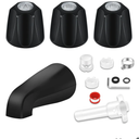 Tub Shower Trim Kit, Shower Knob and Bath Tub Spout, Compatible with Price/Pfister Verve Tub Faucet Handle, for Use with 1/2 in, 3/4 in IPS Connection, With Four in One Tub Spout Adapter (Matte Black)