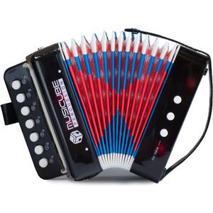 MUSICUBE Kids Accordion Instrument Toys 10 Keys Button Small Accordion for Boys & Girls Educational Musical Instrument Toys Christmas Gift Choice (BLACK)