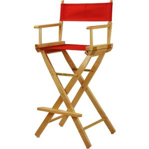 Casual Home Director's Chair ,Natural Frame/Red Canvas,30" - Bar Height, 30 in