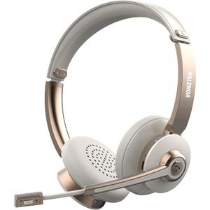 Bluetooth Headset with Microphone, Wireless Headphones with Noise Cancelling Mic, 26hrs talktime, On Ear Headphones with Mic Mute for Mac/Laptop/Zoom/Teams/Call Center/Office/Home Gold