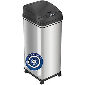 Amazon.com: iTouchless Rolling 13 Gallon Sensor Kitchen Trash Can with Lid and Wheels, Odor Filter, Stainless Steel, Automatic Kitchen Trashcan Garbage Bin for Home Office Bedroom Living Room Garage Wastebasket : Industrial & Scientific