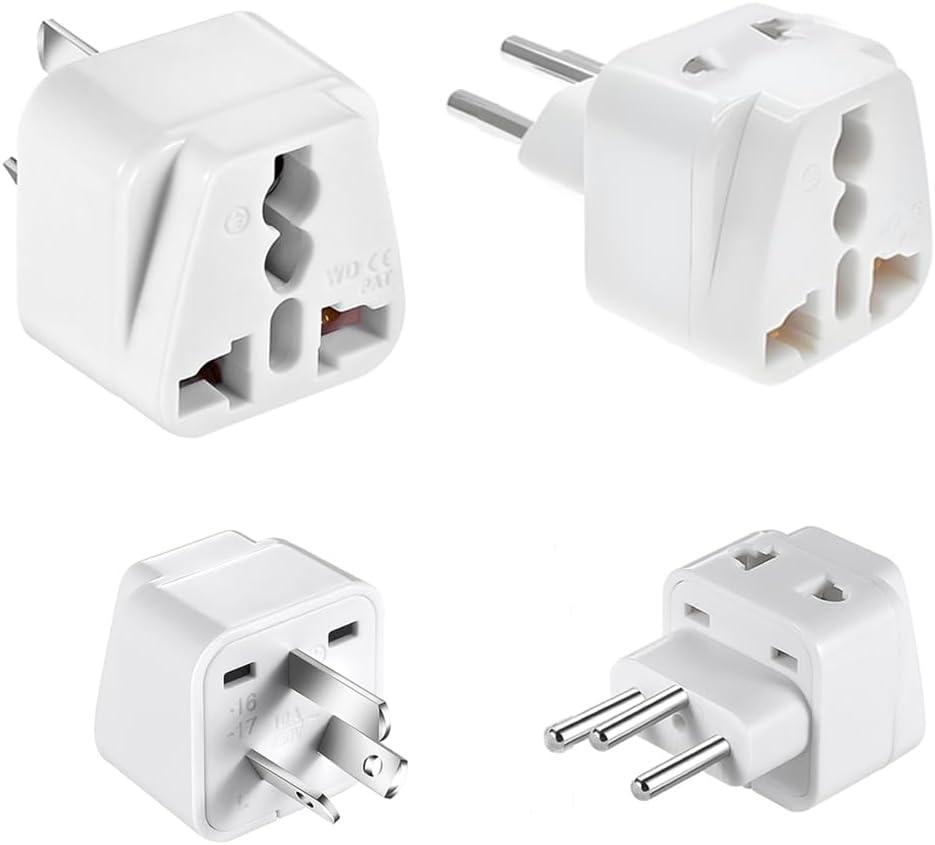 Dual Travel Adapter 2-Pack: USA to Argentina/Brazil/Uruguay/Australia Power Plug - Type A, E & I (White) - 13A 250V Compact Universal Adapter