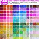 Redtwo 3mm 45000pcs Glass Seed Beads Kit, 7 Boxes 144 Colors Small Beads for Bracelets, Friendship Bracelet Kit with Charms and Letters (colored)