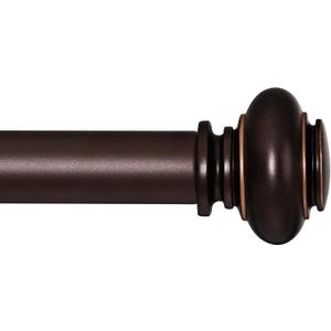 SIMEWIN Bronze Curtain Rods for Windows 28 to 48 Inches Adjustable Decorative 1 Inch Diameter Single Window Curtain Rod Set with Classic Finials, Bronze with Gold Finishing