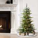 Puleo International 4.5ft Pre-Lit Aspen Fir Artificial Christmas Tree with 250 Clear Lights, 411 Realistic Dense Branch Tips, Easy Setup Artificial Trees with Sturdy Metal Stand