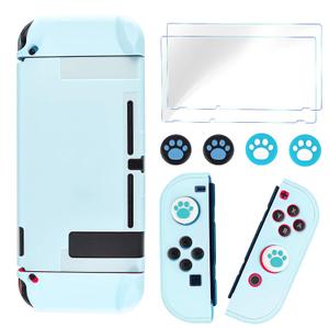 DLseego Switch Full Protective Case Cover Designed for Switch Joy-Con Controllers with Glass Screen Protector, Anti-Scratch [Baby Skin Touch] Grip Cover - Blue