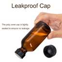 Bekith 30 Pack 2 oz Boston Round Glass Bottle with Black Caps, Amber