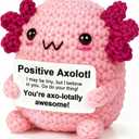 Krinisou Positive Axolotl Gifts  Cute Crochet Plush with Emotional Encouragement Inspirational Support Card, Thinking of You Gifts for Women Friend Coworker