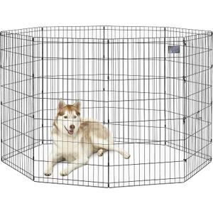 MidWest Homes for Pets 48-Inch Exercise Pen, for Indoor and Outdoor use, 16 Sq Feet of Play, Folding Dog Pen, No Door Design for Maximum Security, Easy to Set Up, Foldable Dog Playpen