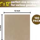 CAMKYDE Deli Paper Sheets 12" X 12" 100PK, Grease Proof Sandwich Wrapping Paper (Kraft)