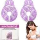2 x Breast Therapy Ice Packs, Hot and Cold Breast Pads, Breastfeeding Essentials Large Gel Bead Packs for Moms, 2 Pack (Purple, L)