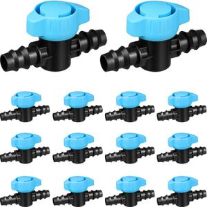 JAYEE 14 Pcs Drip Irrigation Fittings Switch Valve 1/2 Inch, In-Line Barbed Switch Valve For 1/2 Inch Drip Tubing (.570-.620" ID), Shut-Off/On Drip Line Parts For Garden Sprinkler Systems
