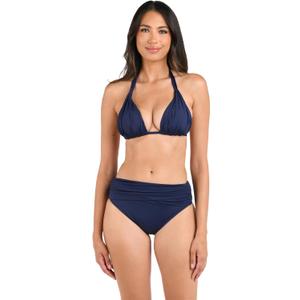 Island Goddess Rouched Halter Bikini Swimsuit Top, Size 4