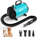 Dog Dryer High Velocity Dog Hair Dryer 5.2HP/3800W, Stepless Adjustable Speed Temperature Dogs Grooming Blow Dryer, Pet Dryer with 4 Nozzles,Blow Dryer for Dogs, Blue