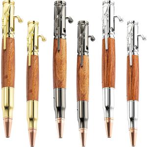 6 Pcs Bolt Action Pen for Woodturning, Pen Sets for Men Gift, Durable and Easy to Use, Office Decor Pen, Woodworking Tools for Making Home (Silver, Gold, Black) (1)
