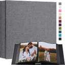potricher Small 8x10 Photo Album 160 Pockets Linen Cover Large Capacity Picture Book for Family Wedding Anniversary and Baby (Grey)