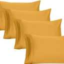 YIYEA 100% Brushed Microfiber King Pillowcase Set of 4 Pillow Cases Standard, Soft and Cozy, Wrinkle, Fade, Stain Resistant Envelop Closure Bed Pillow Cover(King Size 20 inch x 36 inch ) (Yellow)