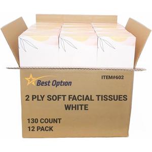Soft 2-Ply Facial Tissue, White, 130-Count Box | Professional, Gentle and Durable | Great for Bathroom, Office, Business, School (1,560 Tissues, Bulk Pack of 12-Boxes)