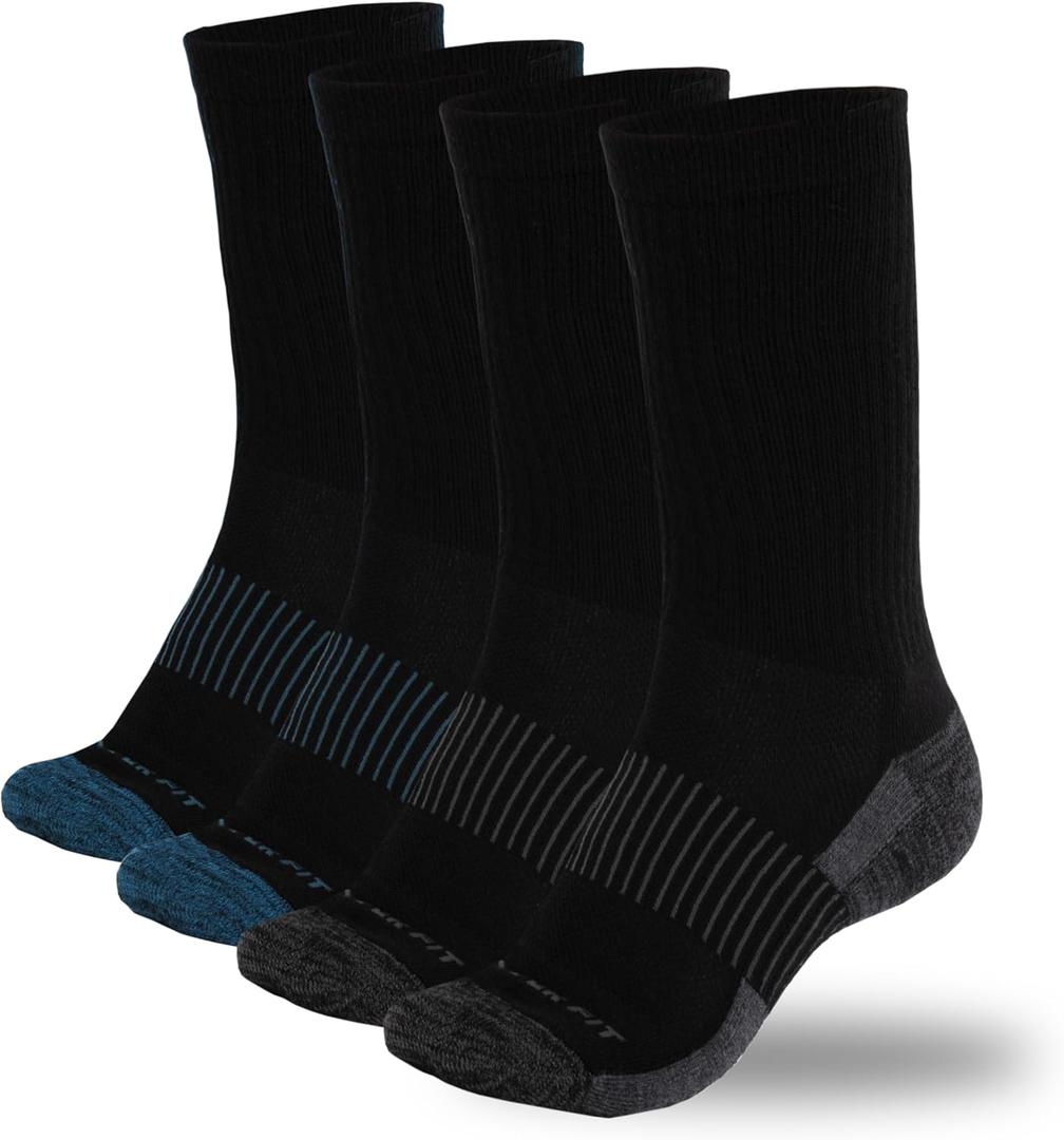 Copper Fit Unisex Crew Length Sport Socks, 2 Pair (Small-Medium, Black)