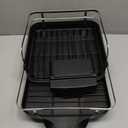 SNTD Dish Drying Rack, Expandable Dish Rack for Kitchen Counter, Stainless Steel Dish Drainer with Drainboard Set and Utensil Holder (Black)
